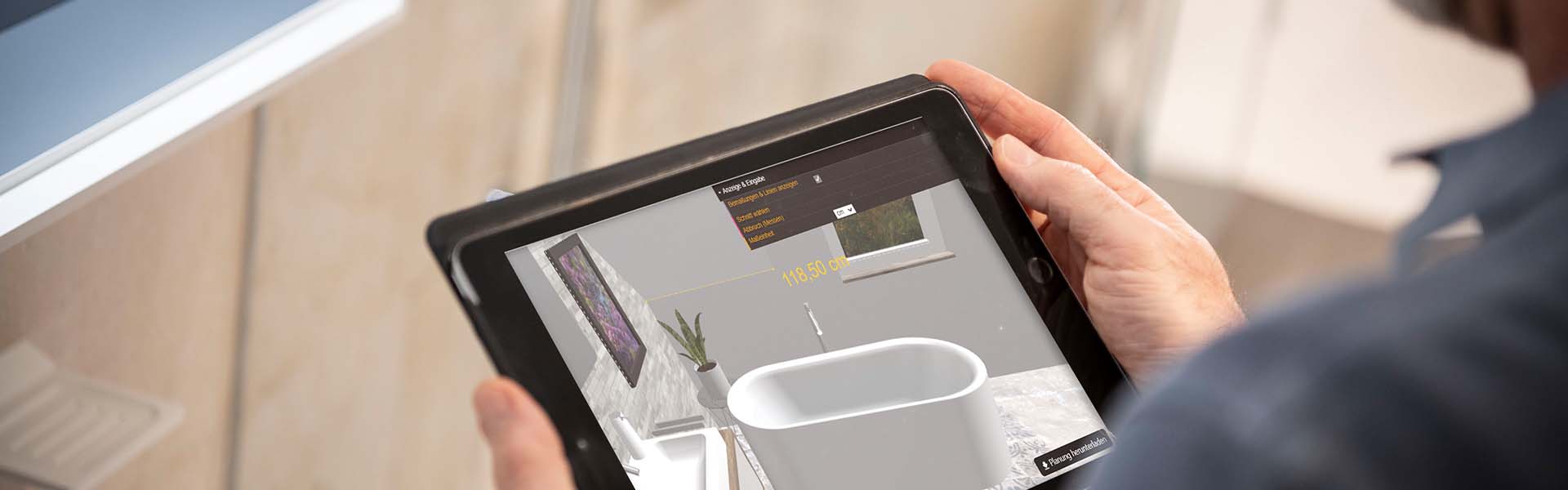 Über den Palette CAD Web Viewer wird die Planung mobil auf dem Tablet abgerufen
