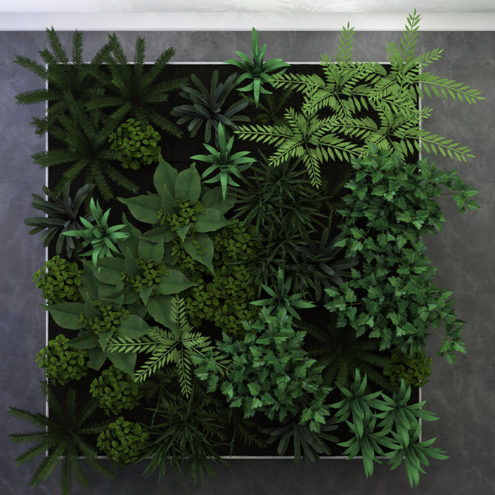 Palette CAD Visualisierung mit Pflanzenwand in Badezimmer