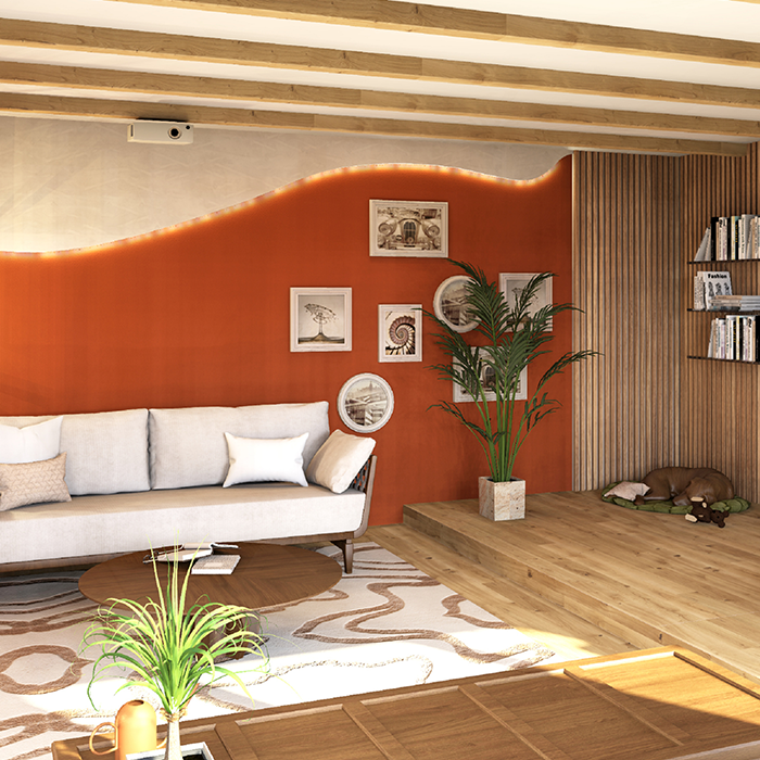 Palette CAD Visualisierung mit Paneel in Wellenform und Lichtpaneel.