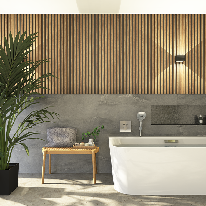 Palette CAD Visualisierung mit Akustik-Paneel in Badezimmer
