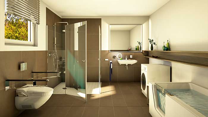 Rendering barrierefreie Badplanung mit Palette CAD