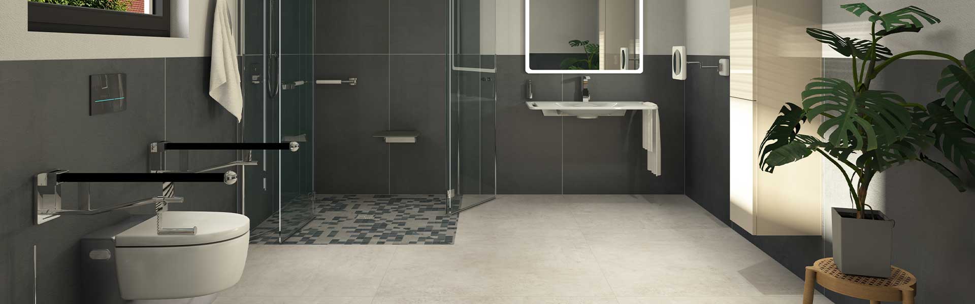 Rendering barrierefreie Badplanung mit Palette CAD
