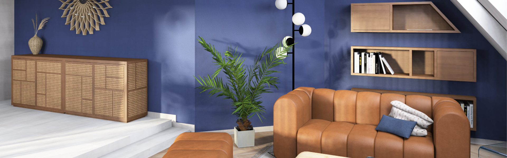 Palette CAD Rendering Dachschräge Wandregal